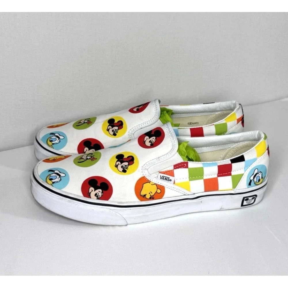 Disney Parks 50th Mickey & Friends Vans Off The Wall Slip On Shoes Mens 12